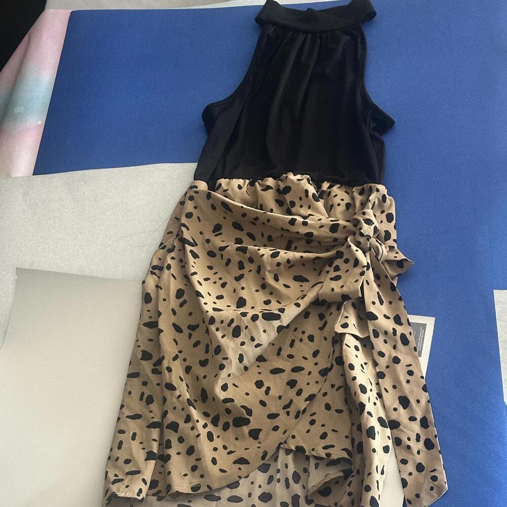 Chic Black and Animal Print Dress